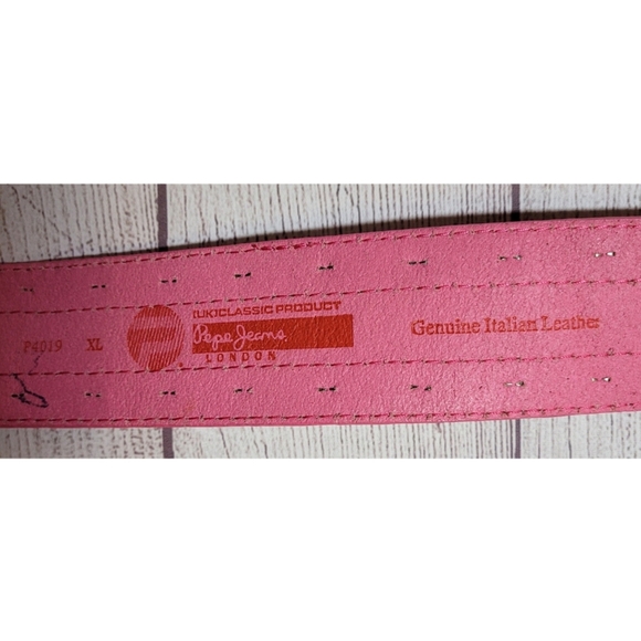 PEPE JEANS LONDON BELT PINK  GENUINE ITALIAN LEATHER DOUBLE BUCKLE METAL STUDS main image 5